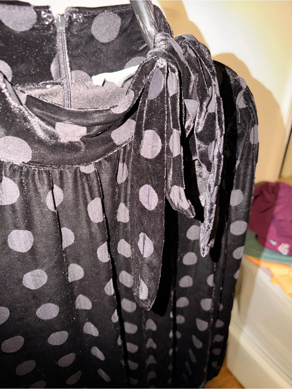Calvin Klein Black Polka Dot Velvet Mini Dress - Picture 5 of 5